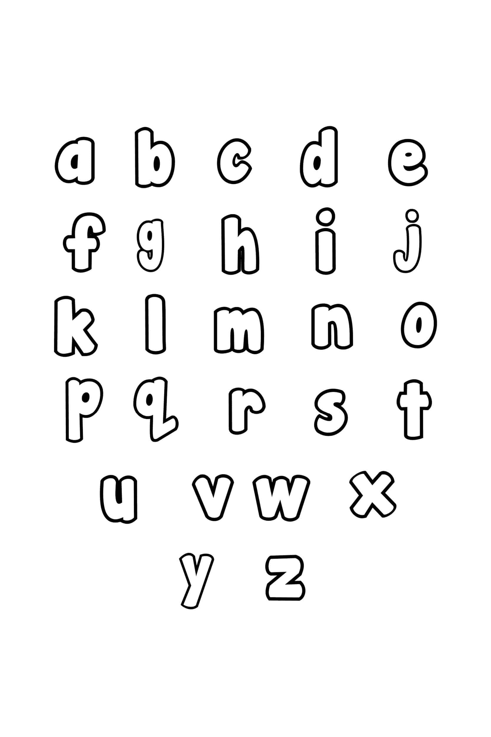 Free Printable Lowercase Bubble Letters Alphabet Stencils 