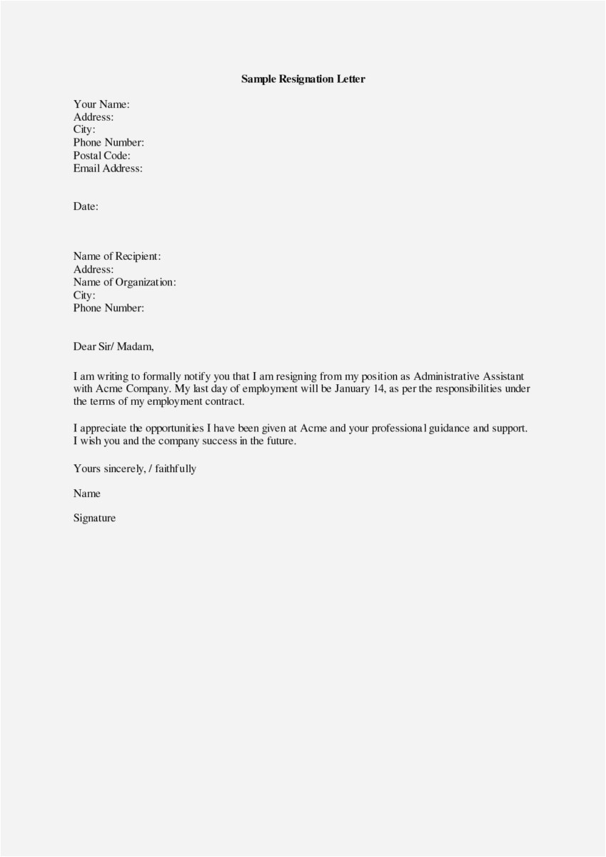 Free Printable Resignation Letter Template Collection 