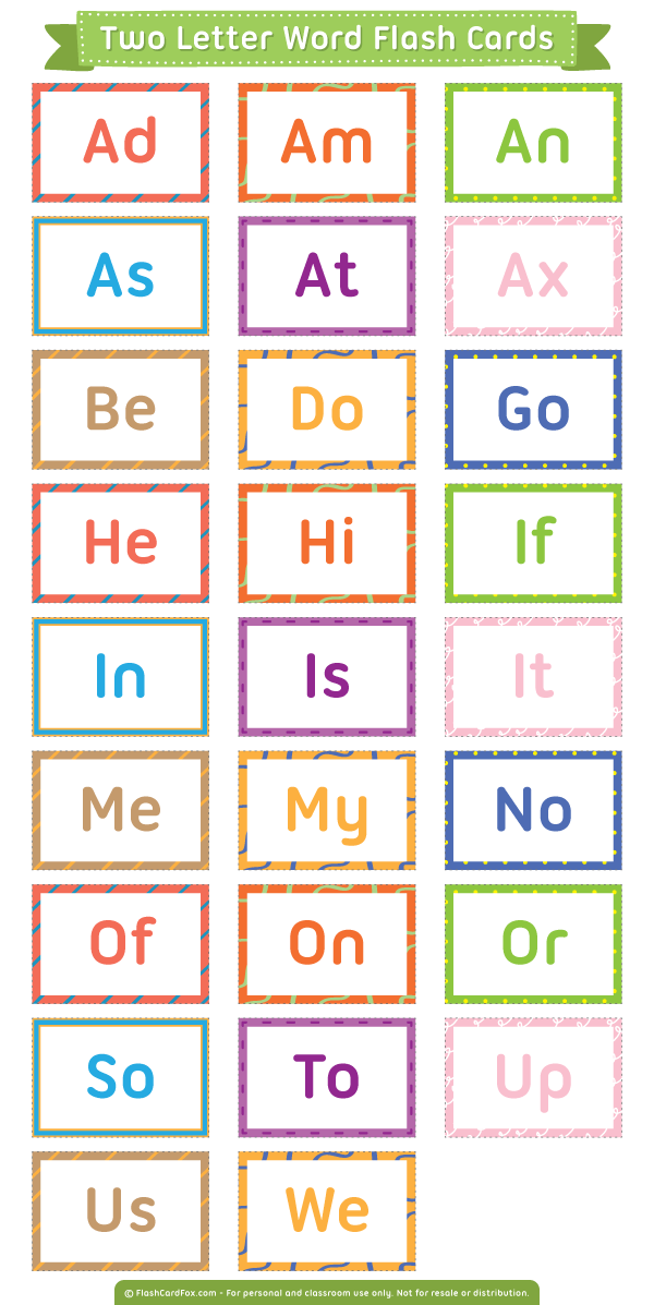 Free Printable Two letter Words Flash Cards Download Them