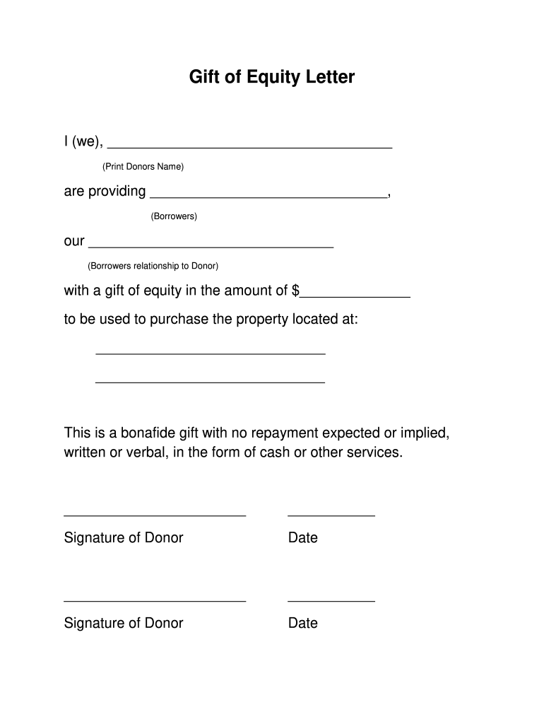 Gift Of Equity Letter Fill Online Printable Fillable 