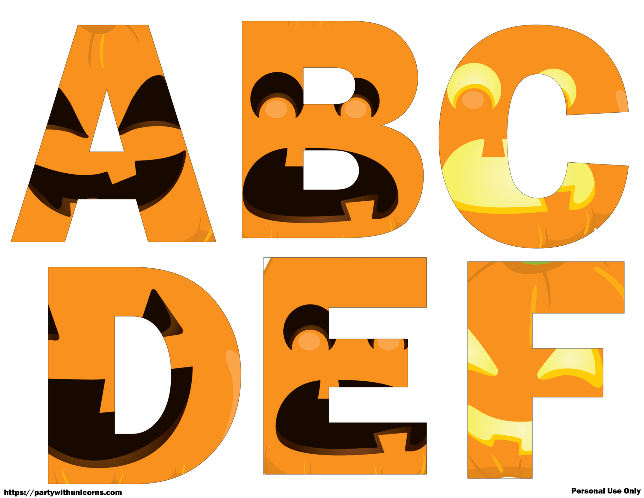 Halloween Letters Printable Jack O Lantern Faces