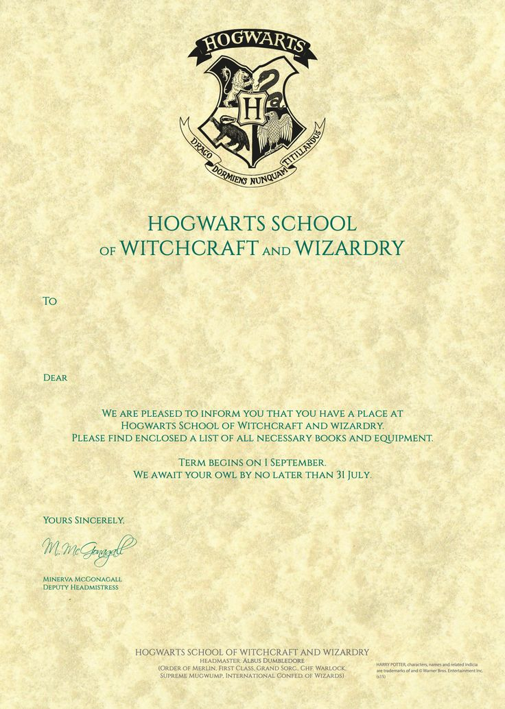 Hogwarts Acceptance Letter Template Fresh Hogwarts 