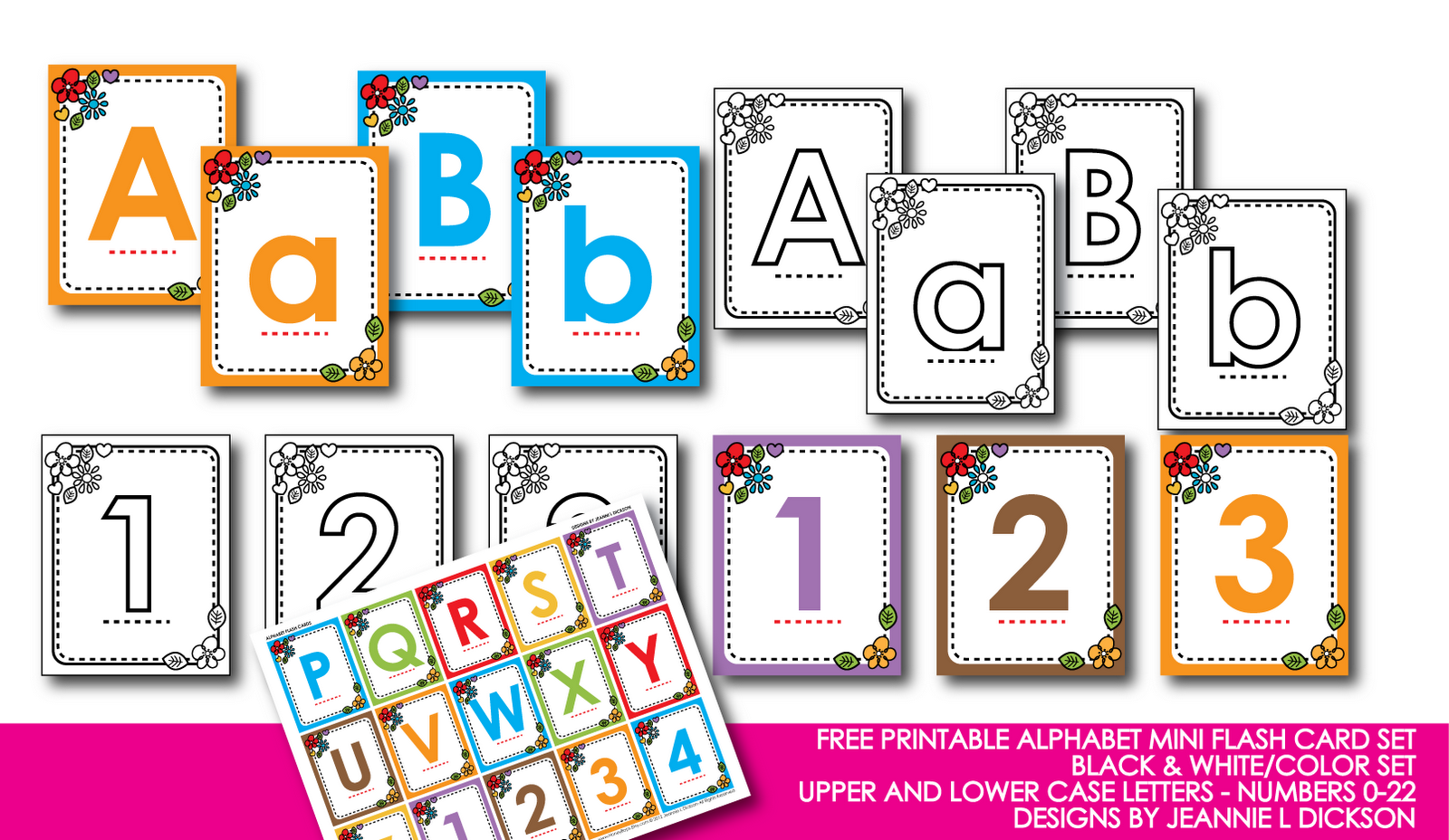 HoneyBops Free Printable Alphabet Mini Flash Card Set 