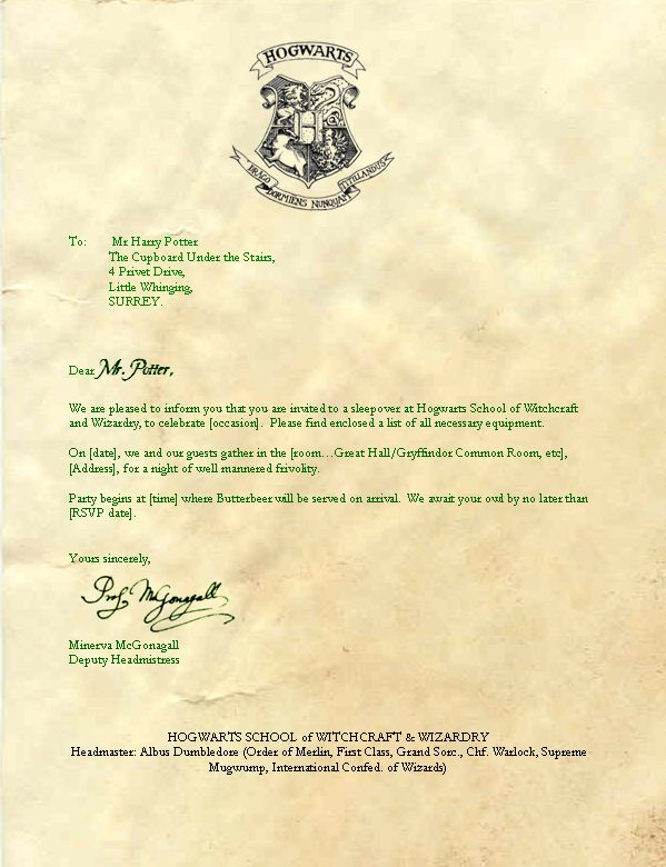 I m A What Hogwarts Acceptance Letter Template Harry