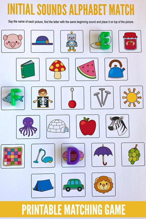 Initial Sounds Alphabet Matching Game Free Printable For 