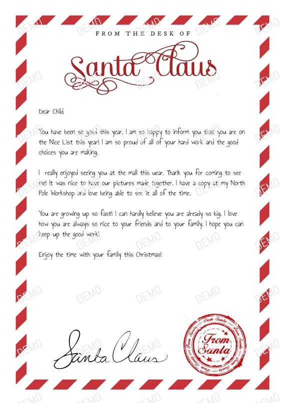 INSTANT DOWNLOAD Editable Santa Letter Handwritten Santa 