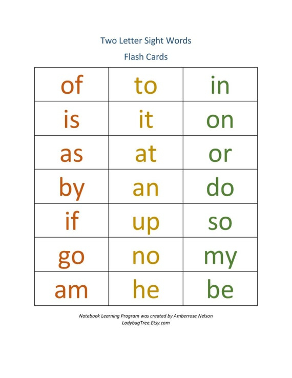 Items Similar To Two Letter Sight Word Workbook Worksheets 