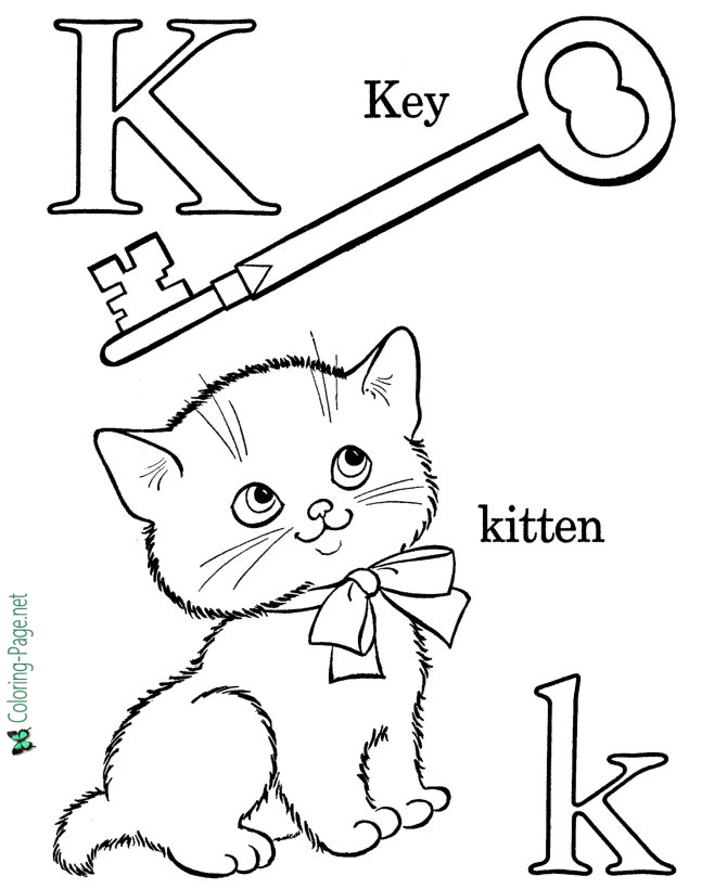 K Is For Kitten Alphabet Coloring Pages