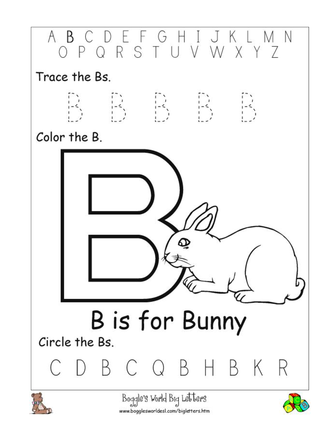 Letter B Worksheets To Printable Letter B Worksheets 