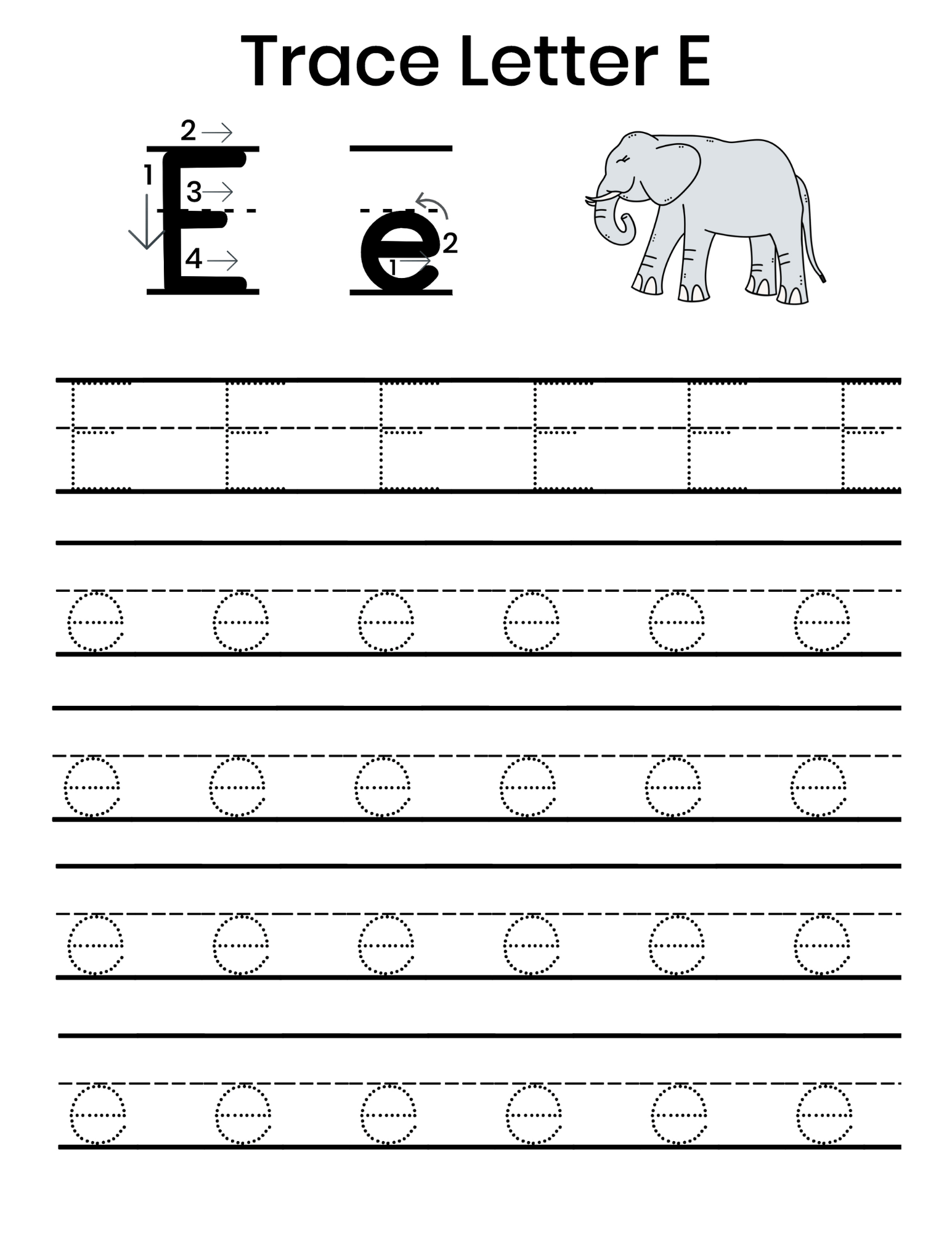 Letter E Worksheets For Kindergarten Free Printables 