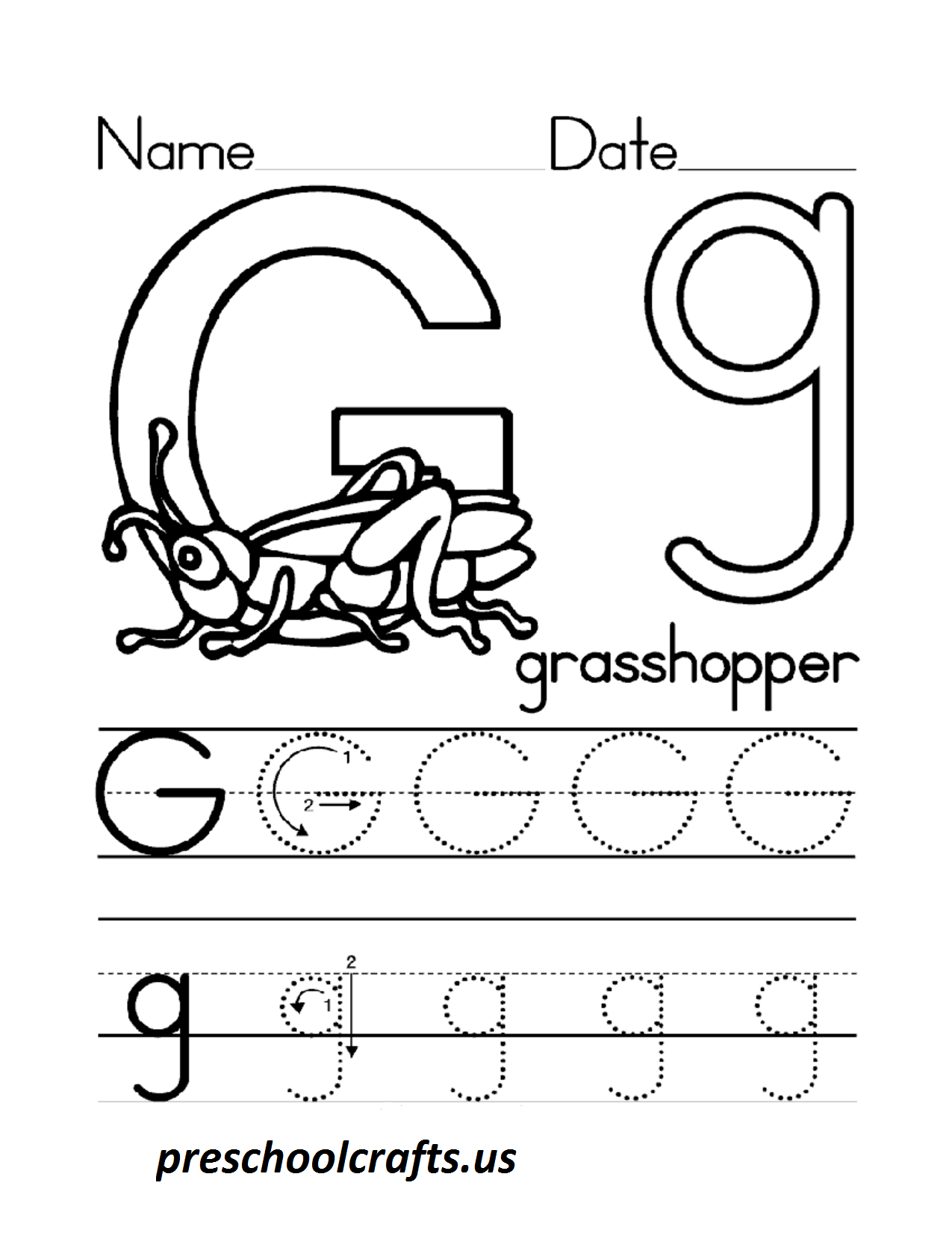 Letter g worksheets for preschool Preschool Crafts