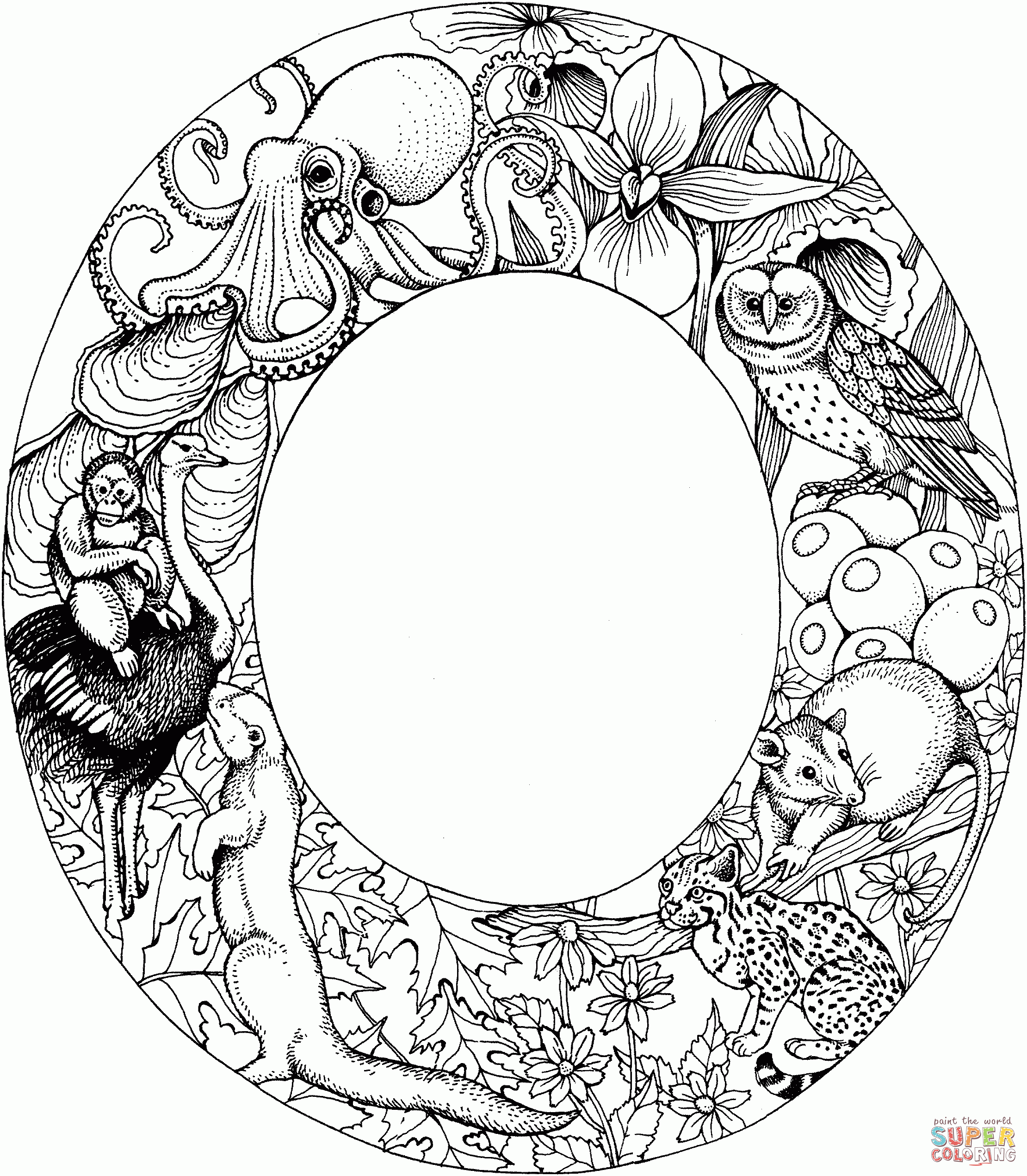 Letter O With Animals Coloring Page Free Printable 