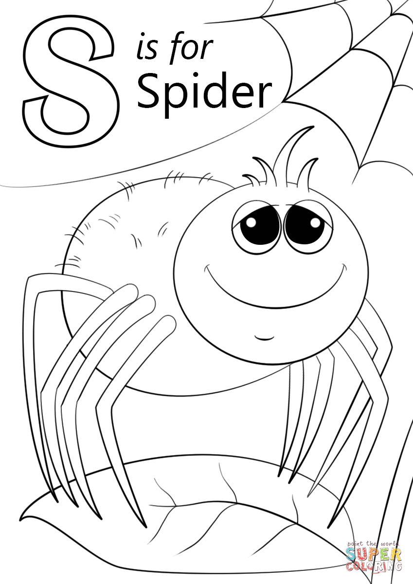 Letter S Is For Spider Coloring Page Free Printable