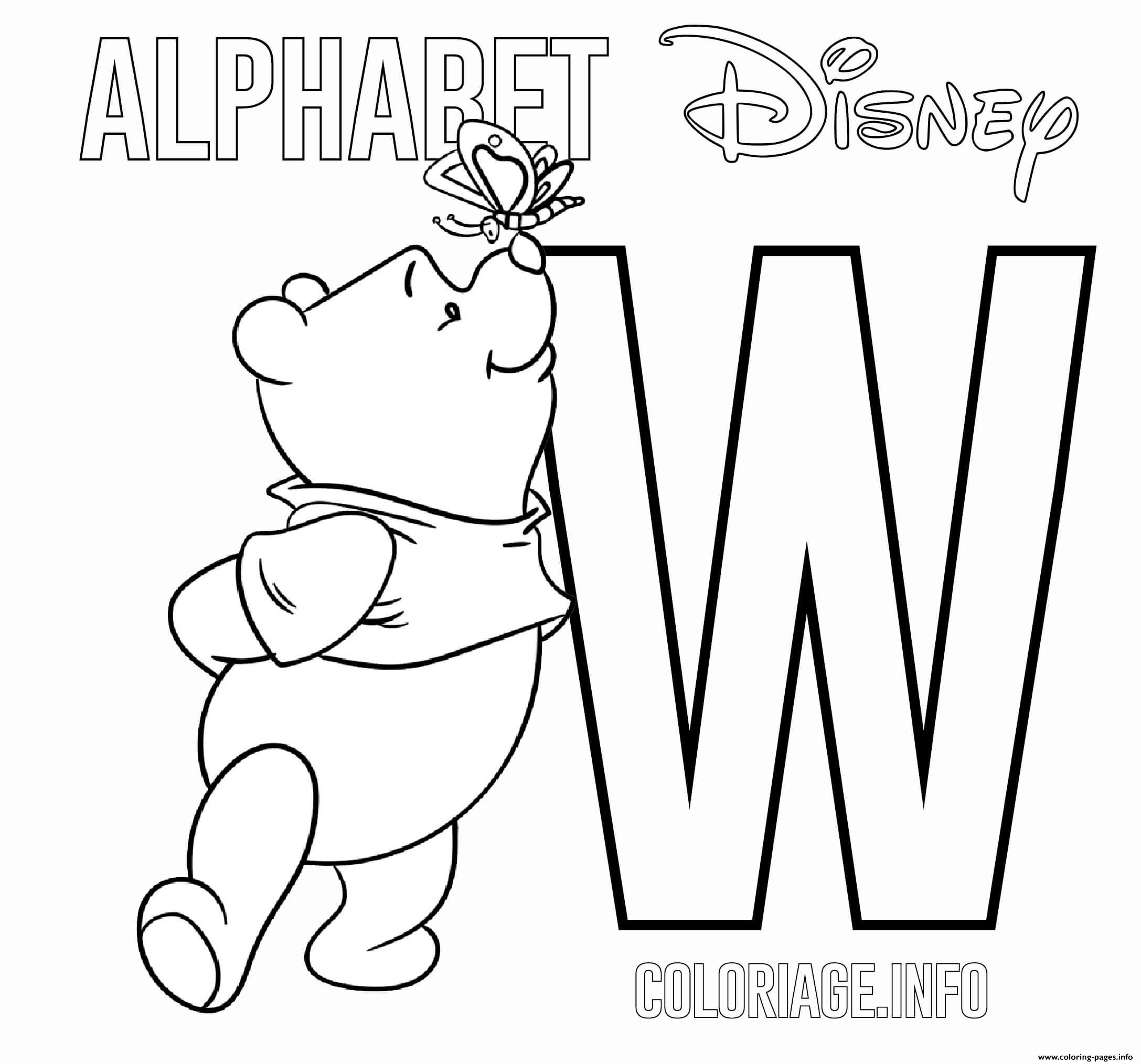 Letter W Winnie The Pooh Alphabet Disney Coloring Pages 