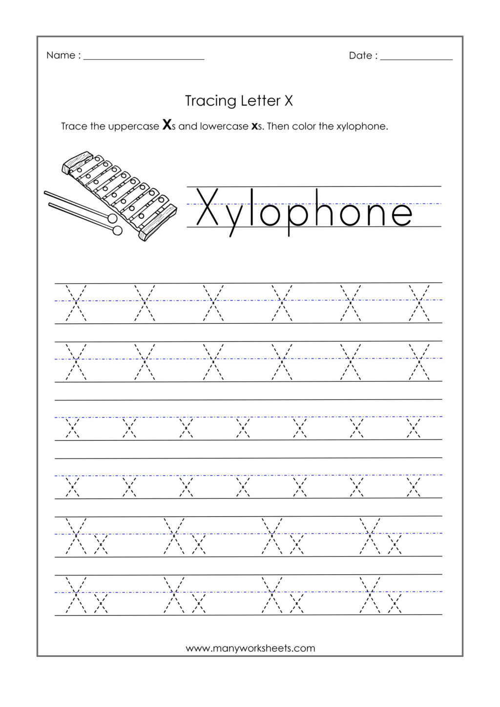 Letter X Tracing Worksheets Preschool 