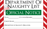 Naughty List Warning Notice From Santa Free Printable