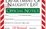 Naughty List Warning Notice From Santa Free Printable
