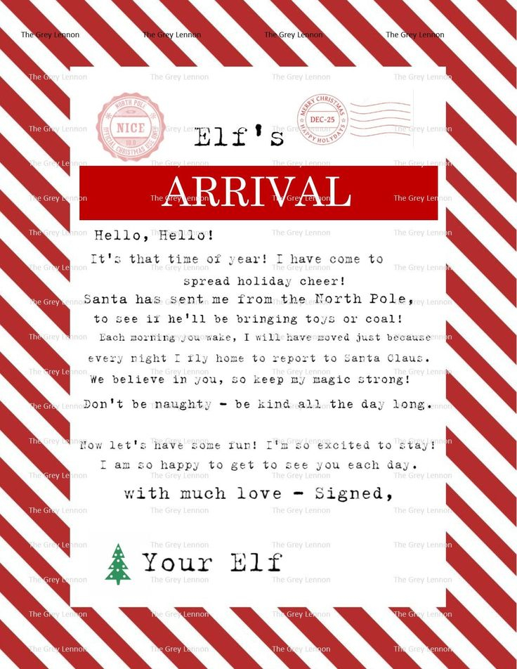 Non Editable Christmas Elf Arrival Hello Letter First 