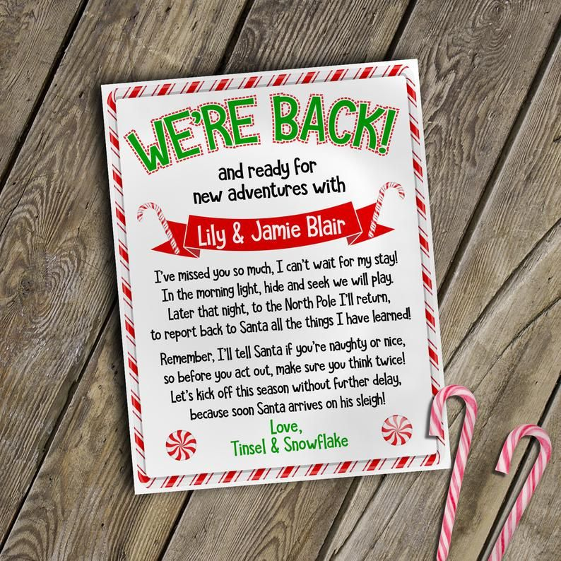 Personalized Elf Letter Welcome Back Letter From Two Elves 