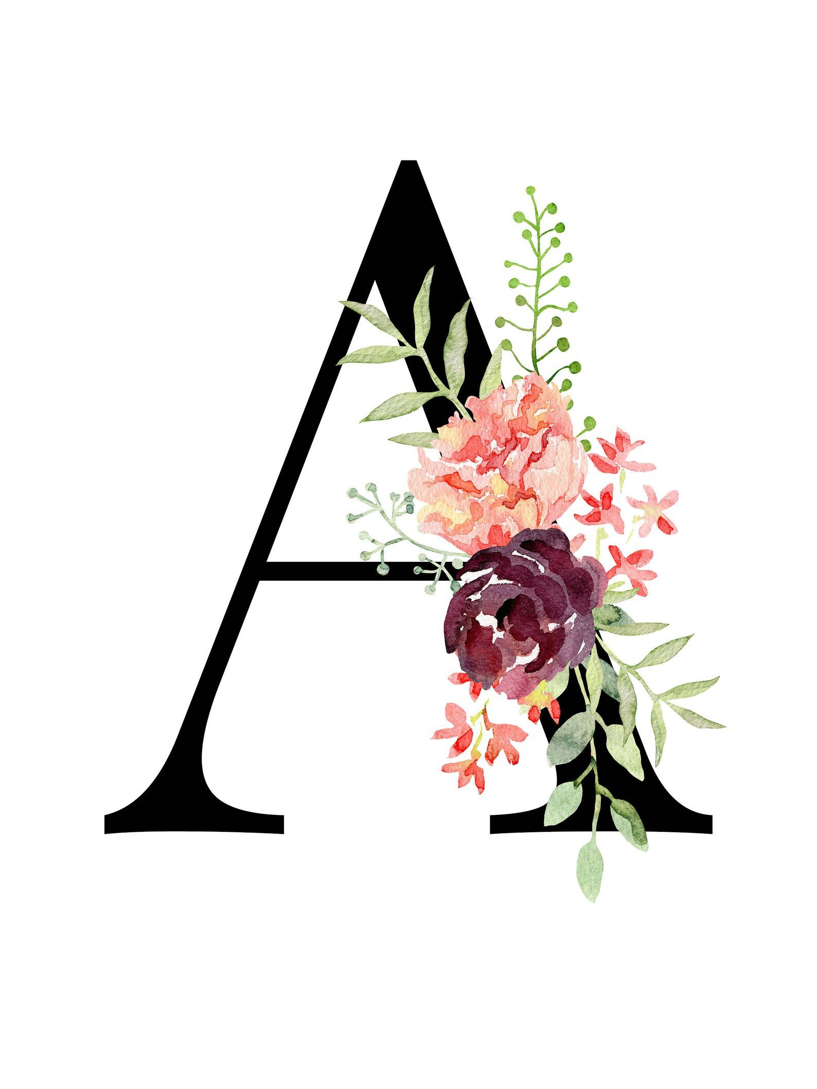 Pin On Floral Monogram Letters