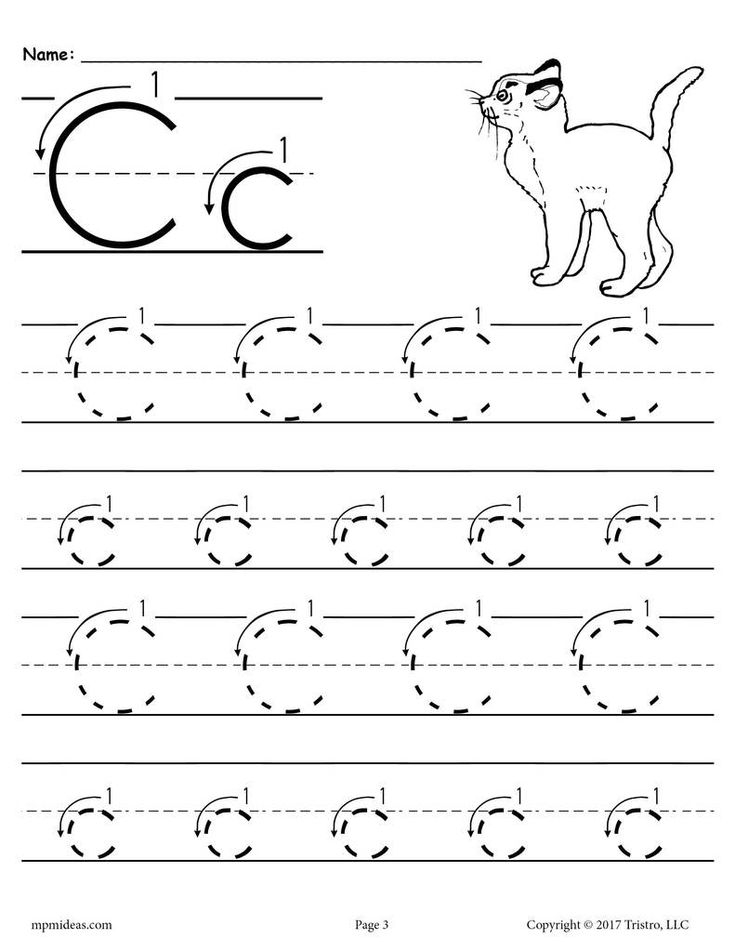 Printable Letter C Tracing Worksheet With Number And Arrow