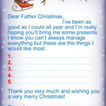 Printable Letter To Father Christmas And Christmas List