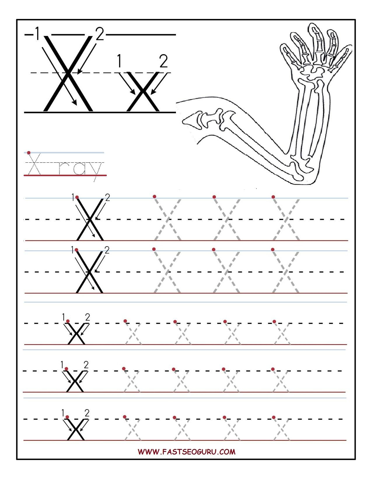 Printable Letter X Tracing Worksheets For Preschool 