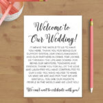 Printable Wedding Welcome Letter Instant By