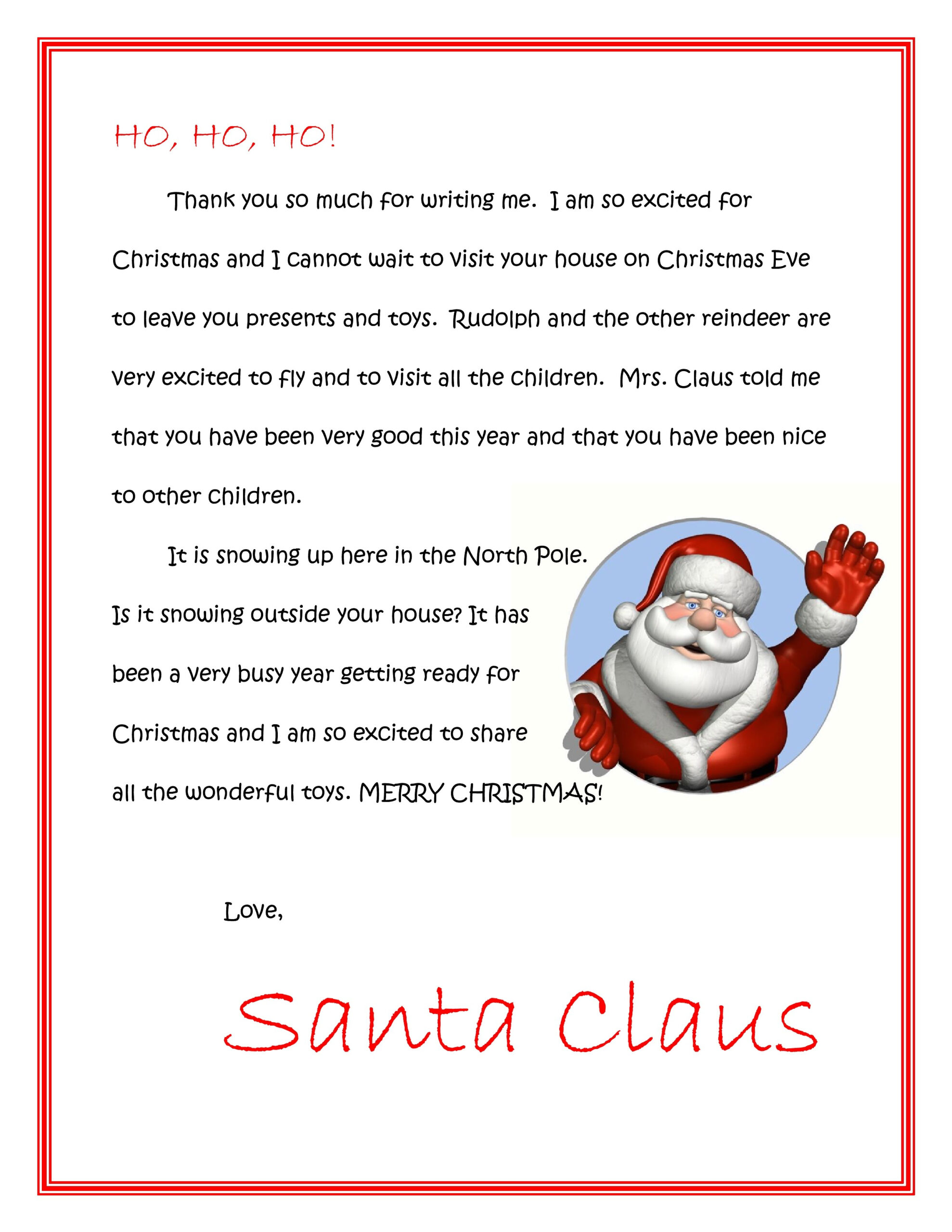 Santa Reply Letter Template Examples Letter Template 