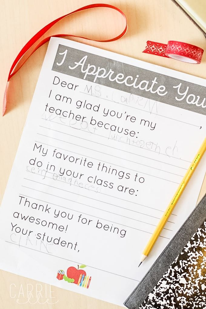 Teacher Appreciation Letter For Kids Teacher 