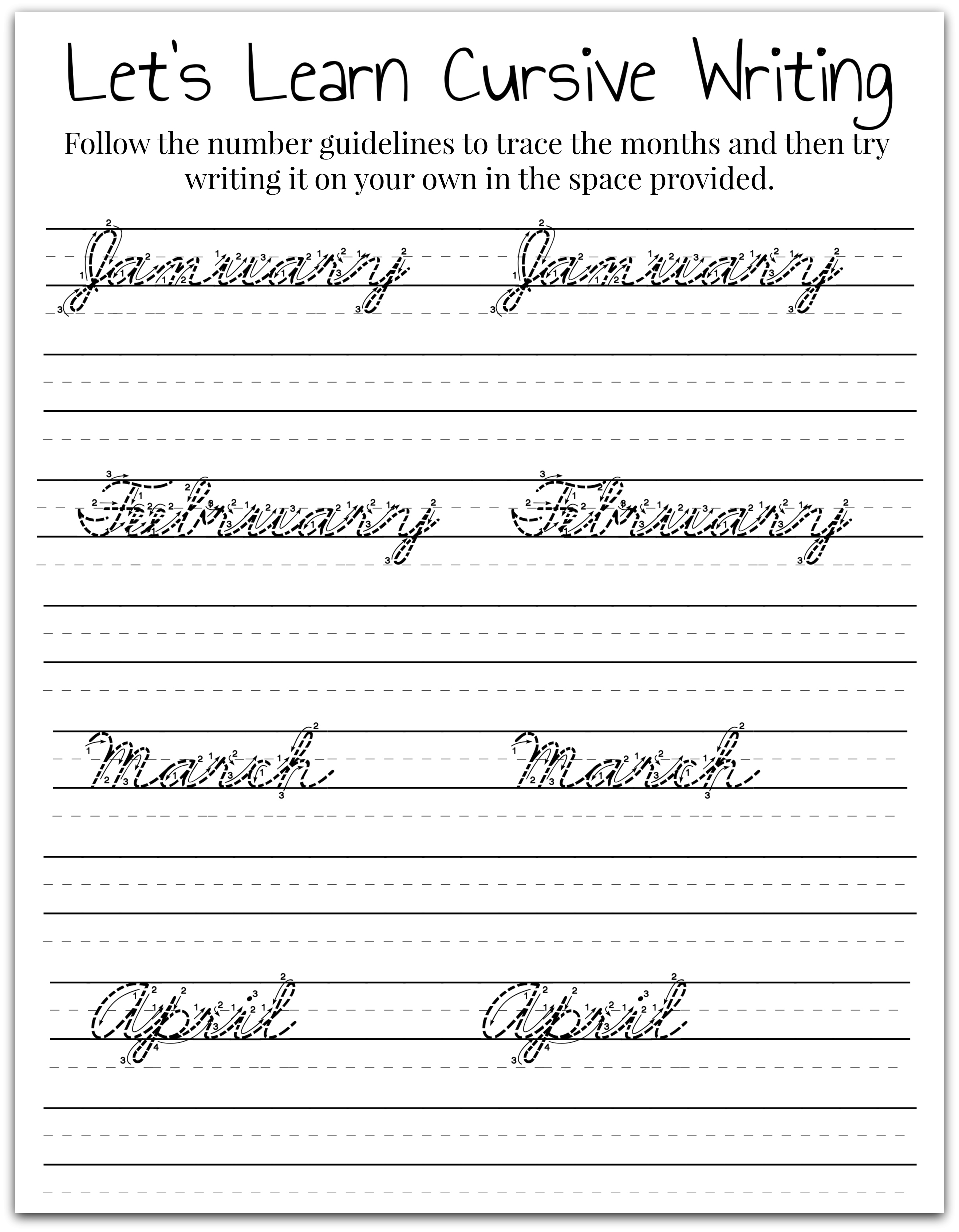 Tracing Cursive Letters Worksheets Free 