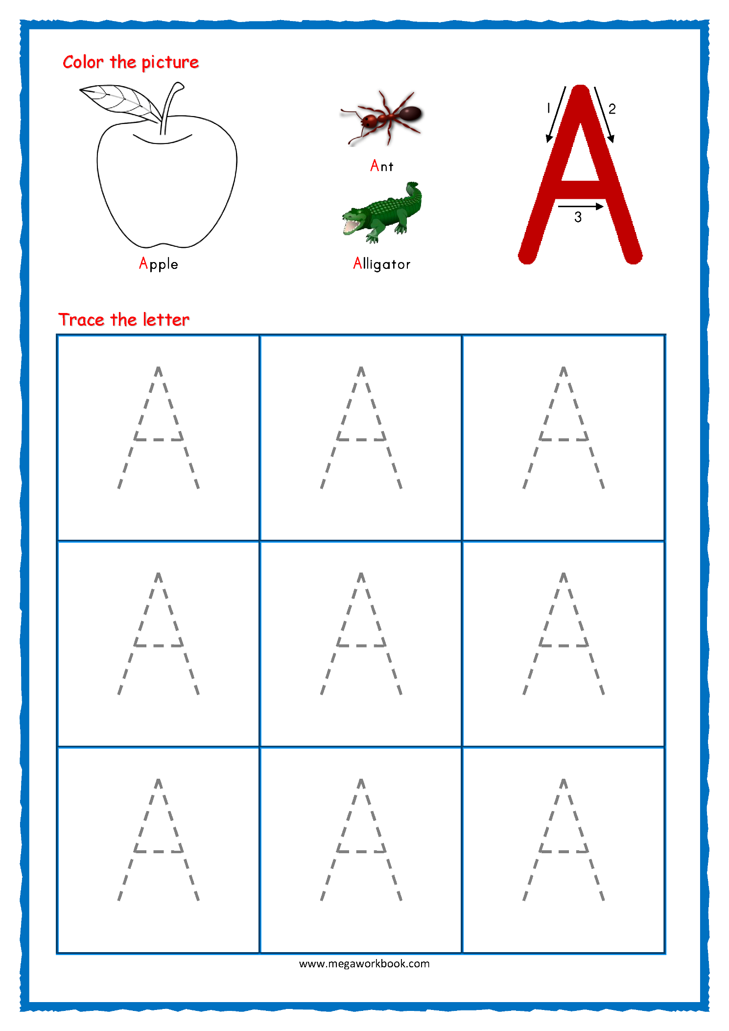 Tracing Letter A Worksheets For Preschool 