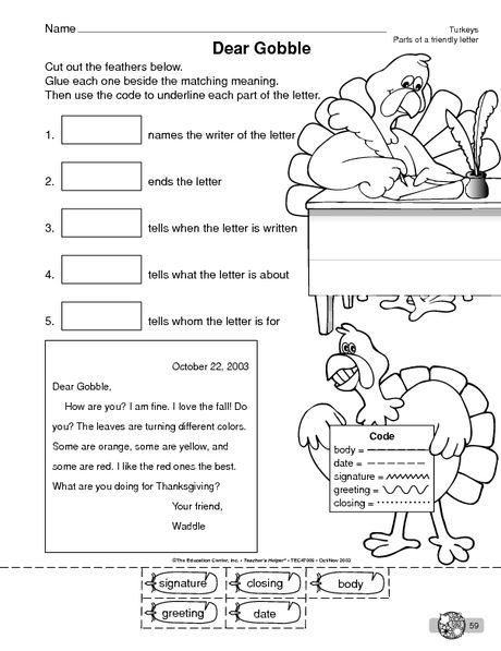 Writing Worksheet Parts Of A Friendly Letter The 