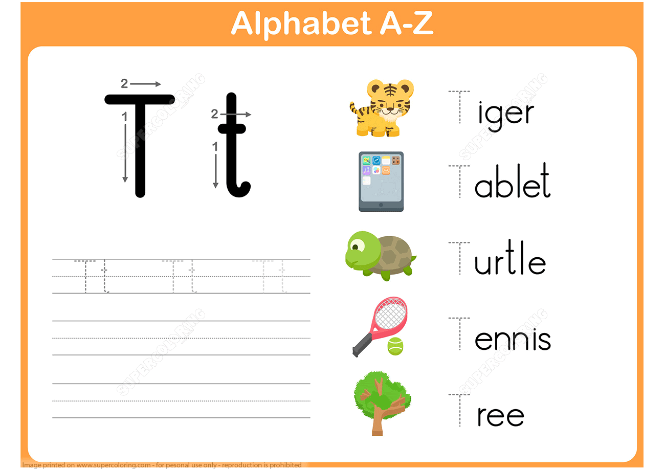 Letter T Tracing Worksheet Free Printable Puzzle Games