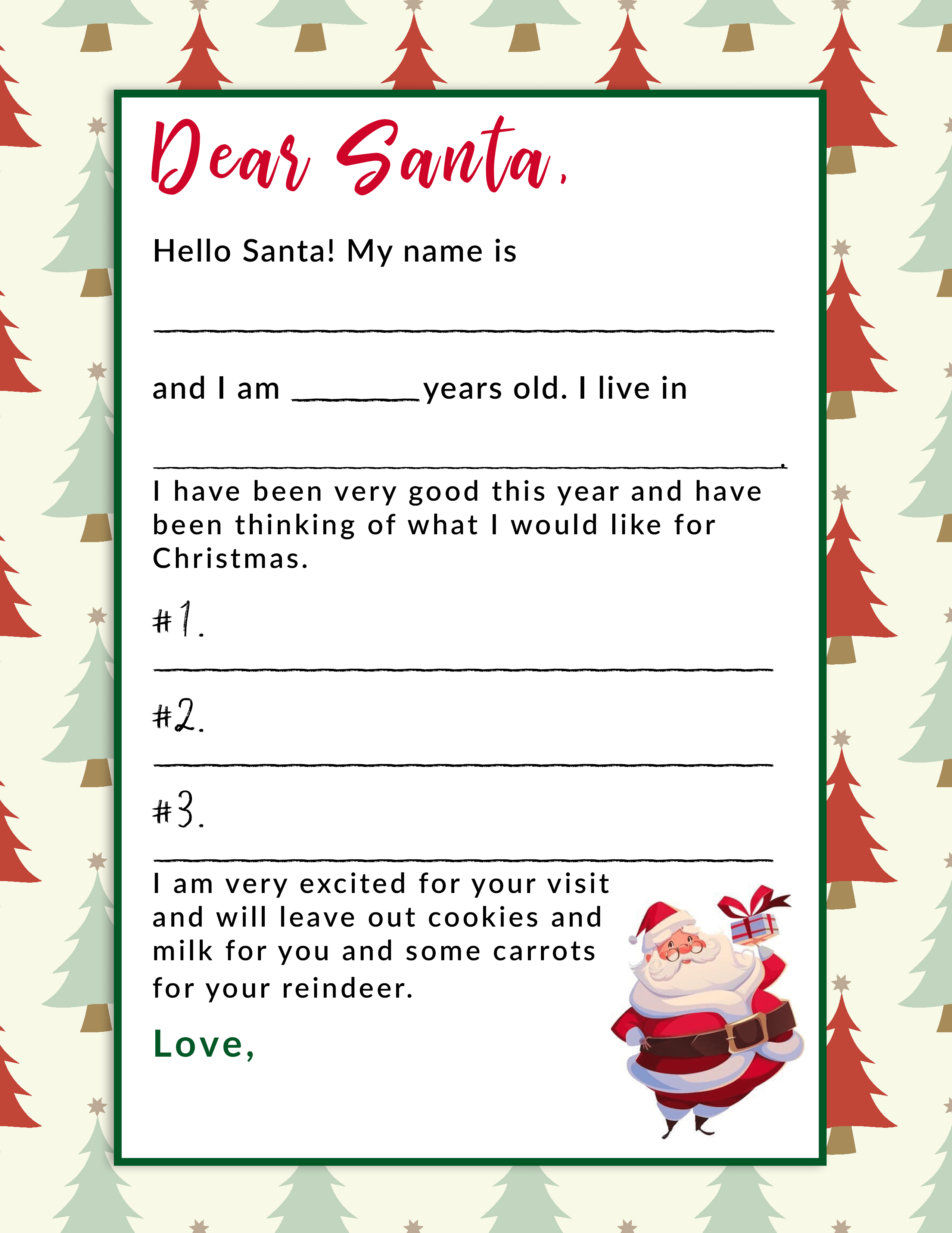 Letters To Santa Template Free Printable Santa Letter 