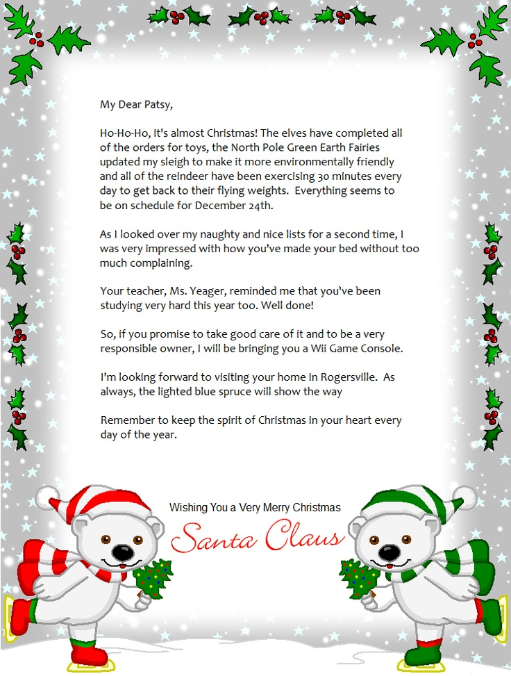 Santa Claus Reply Letter